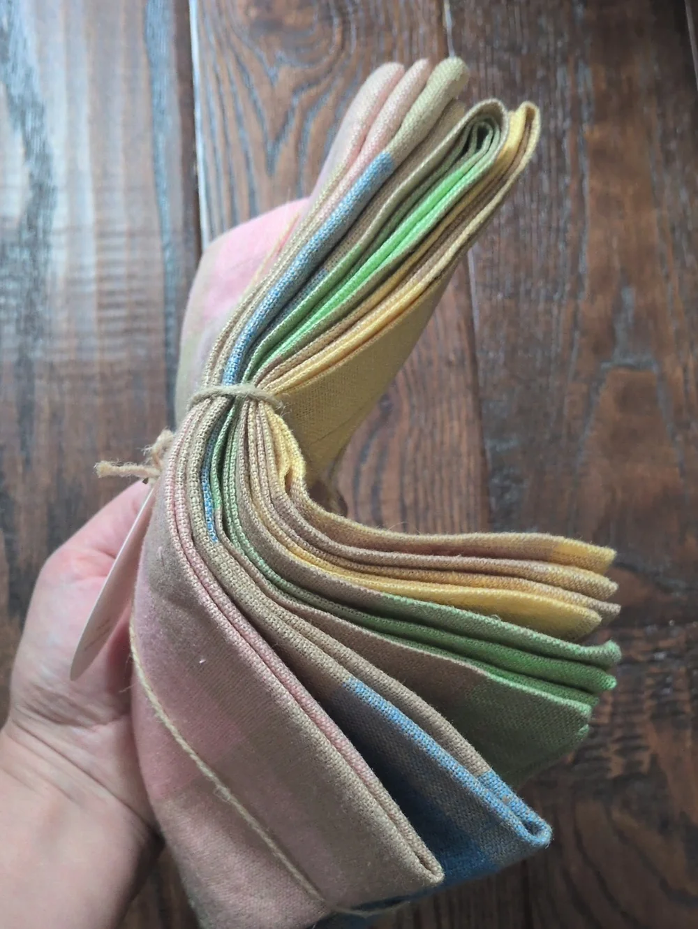 POTTERY BARN I NWT 4 Pastel Pink, Green, Yellow, & Blue Gingham Easter Napkins